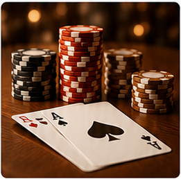 Casino chips and playing cards